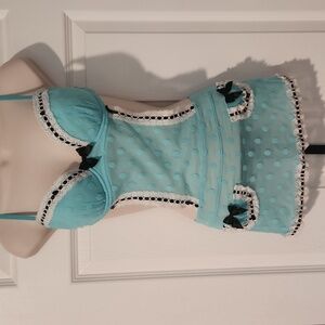 Victoria's Secret Aqua and White Babydoll Lingerie